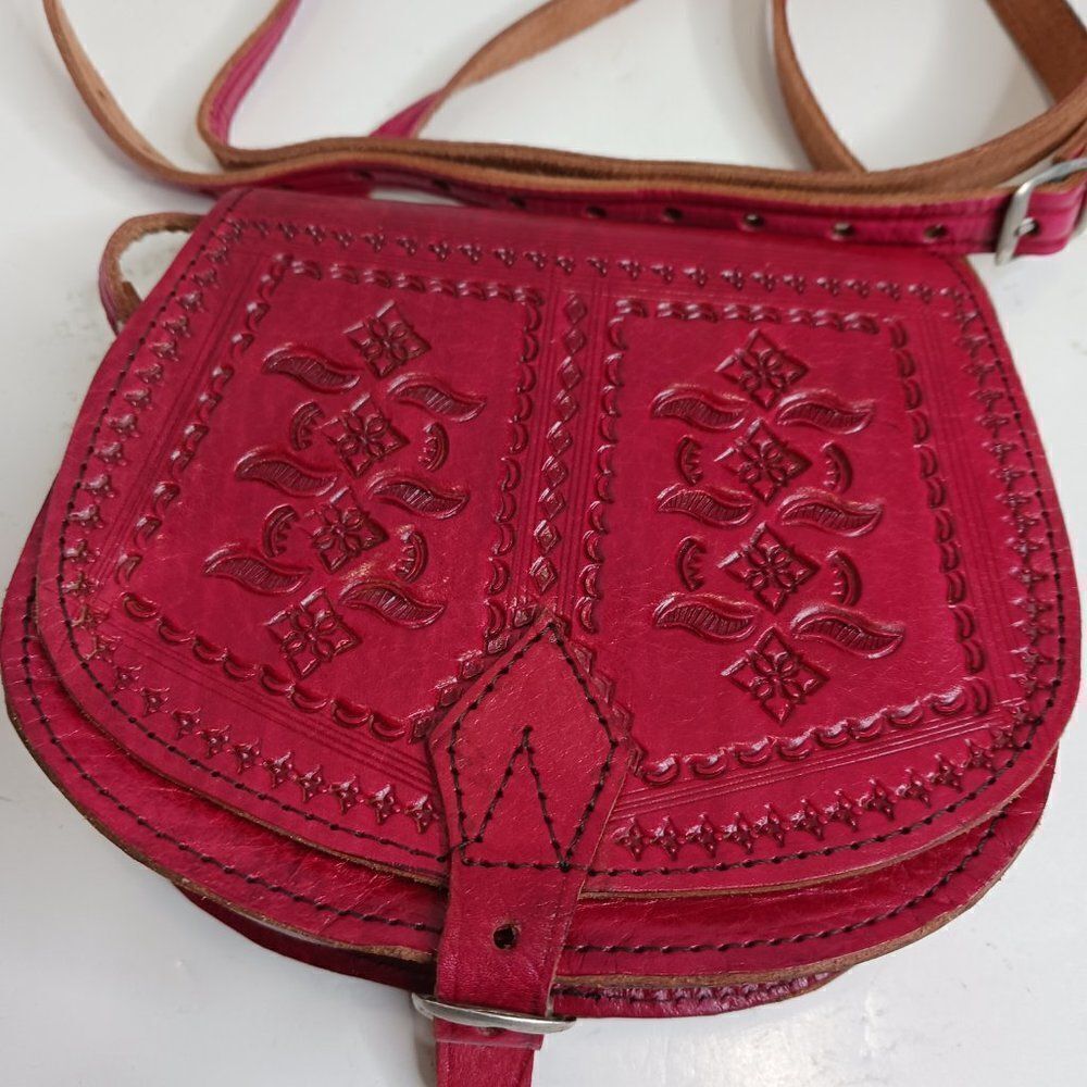 Vintage Women's Boho Hand-Tooled Crossbody Bag - Picture 2 of 10